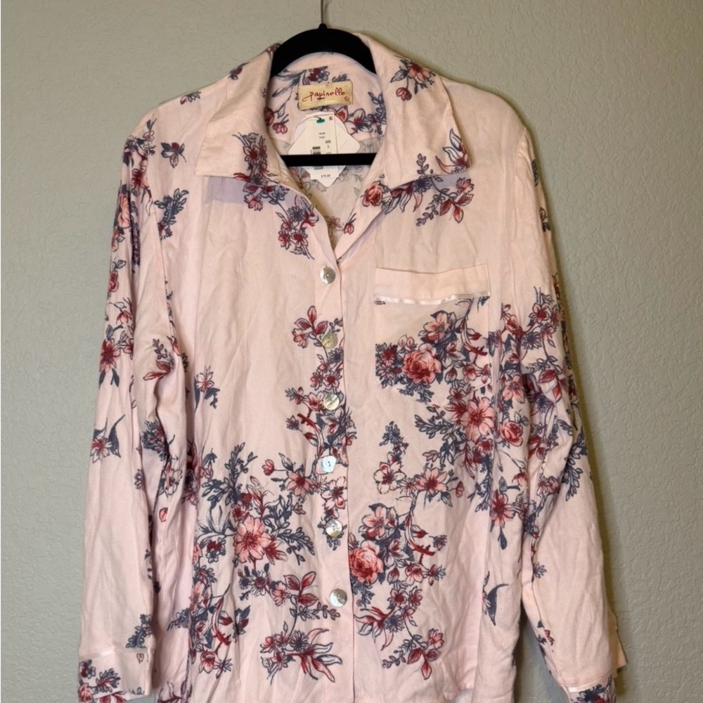 Papinelle Women's Flannel Pajama Button Down Top (no pants)
 NWT Sz Large